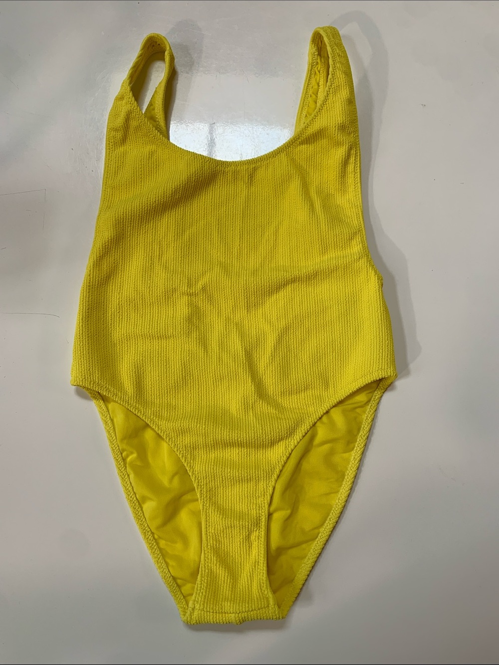 [6] TOPSHOP Yellow Ribbed One-Piece Swimsuit